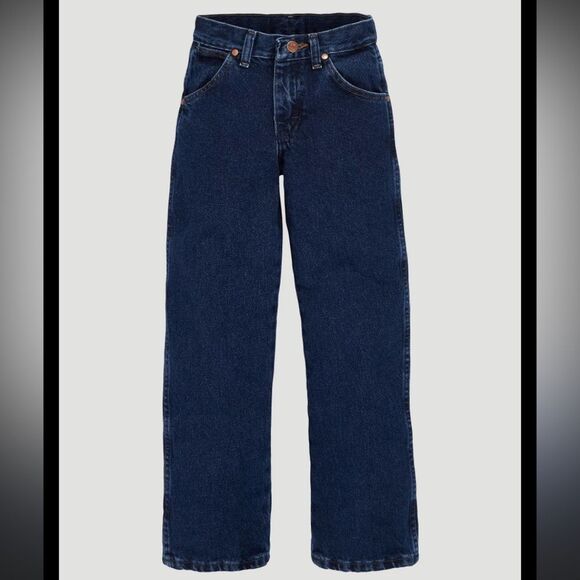 Boys Wrangler dark blue bootcut size 8 regular pull on jeans - Picture 1 of 9